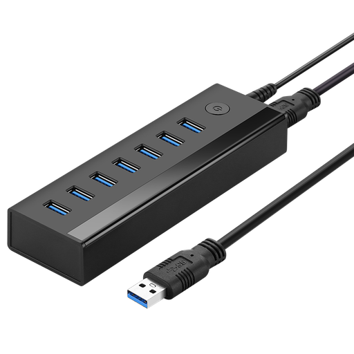 7in1 HUB sadalītājs USB-A uz 7x USB-A 5Gb/s adapteri melns