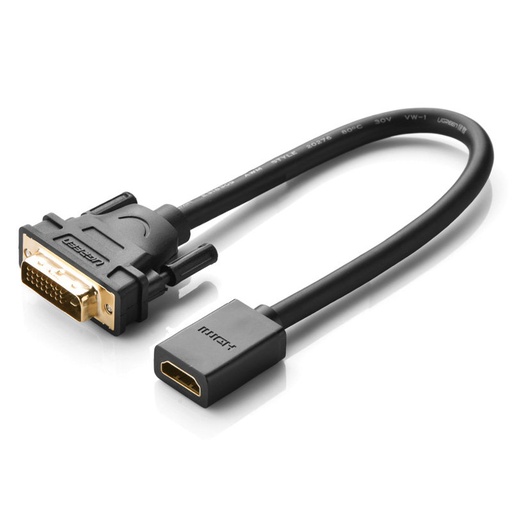 HDMI (moteriškos lyties) ir DVI (vyriškos lyties) adapteris 0,15 m, juodas