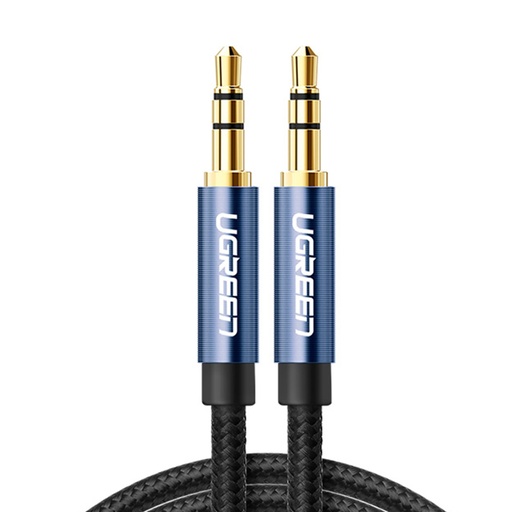 Stiprus pintas AUX garso kabelis su 3,5 mm minijack jungtimi, 1 m, mėlynos spalvos