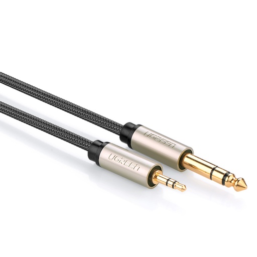 Audio adapter cable TRS mini jack 3.5mm - jack 6.35mm 1m grey