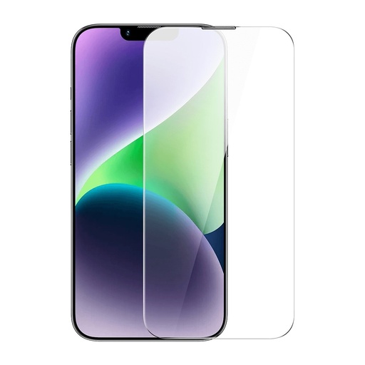 Rūdīts stikls iPhone 14 Plus / 13 Pro Max ar 0,4 mm skaļruņa vāciņu KIT