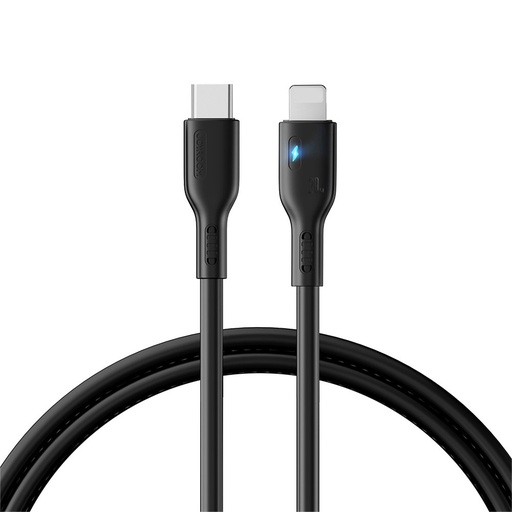 Kabelis iPhone ar LED indikatoru USB-C - Lightning 20W 2m melns