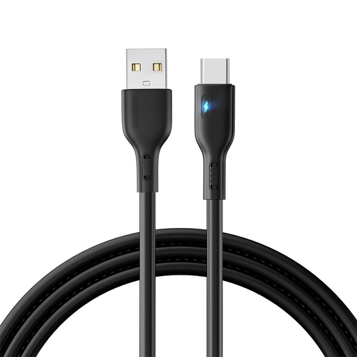 Kabelis ar LED indikatoru USB - USB-C 3A 2m melns