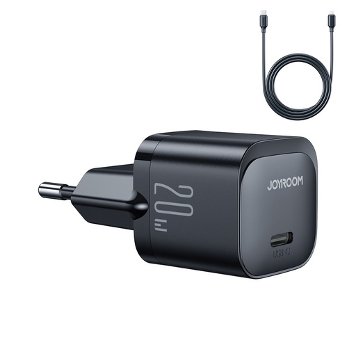 Mini USB-C 20W PD tīkla lādētājs ar kabeli iPhone Lightning melns