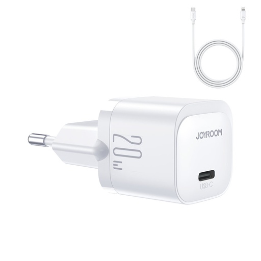Mini USB-C 20W PD tīkla lādētājs ar kabeli iPhone Lightning, balts