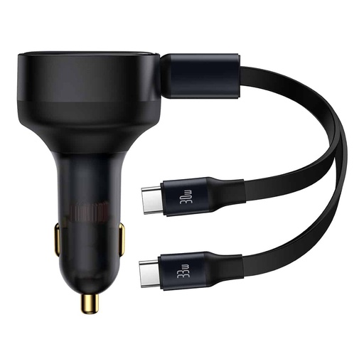 Auto lādētājs 2-in-1 33W 2x USB-C melns