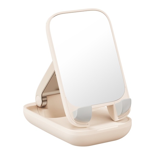2in1 regulējams telefona statīvs ar spoguli Seashell Series bēšs