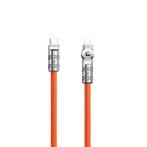 Spēcīga leņķa kabelis iPhone USB-C - Lightning 30W 1m rotācija 180 oranžs