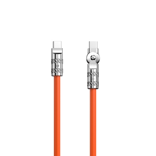 Izturīgs USB-C - USB-C 120W kabelis 1m rotācijas leņķī 180 oranžs