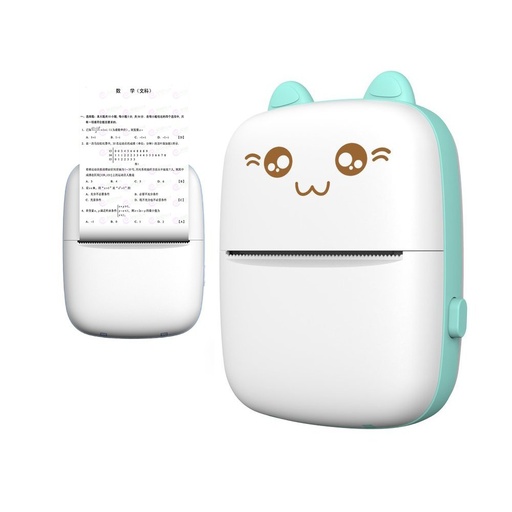Mini Cat termisko uzlīmju printeris lejupielādē no tālruņa Bluetooth Fun Print blue