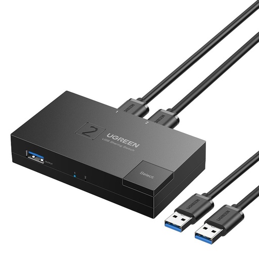 Divvirzienu USB 3.0 divvirzienu slēdzis diviem datoriem melns