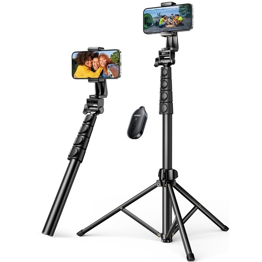 Selfie stick with stand and remote control Bluetooth long selfie stick 1.8m black