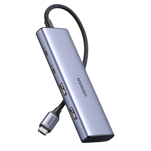 HUB porta adapteris USB-C - 2x USB-A 2x USB-C 20cm pelēks