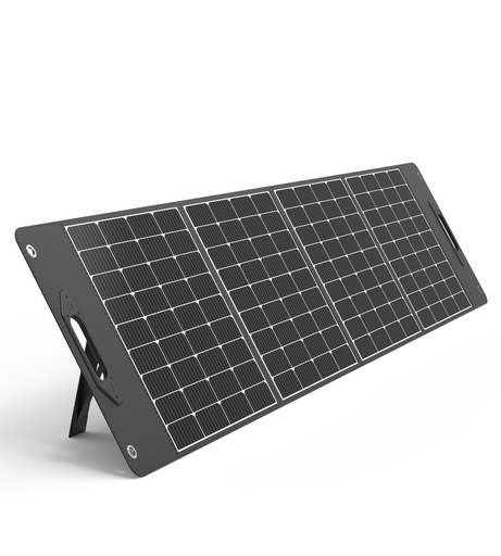 Saulės kempingo įkroviklis saulės baterija sulankstoma 400W juoda