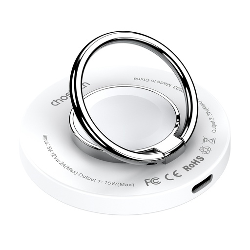 Induktīvais lādētājs iPhone MagSafe ar turētāju 15W, balts