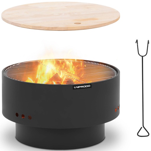 Garden hearth grill table 3-in-1 metal 60 x 60 x 36 cm