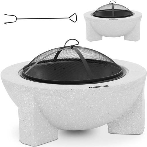Garden hearth with grate and poker 74 x 74 x 48 cm - light gray
