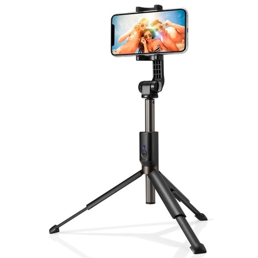 2-in-1 Telescopic Selfie Stick with remote control and with tripod phone stand black