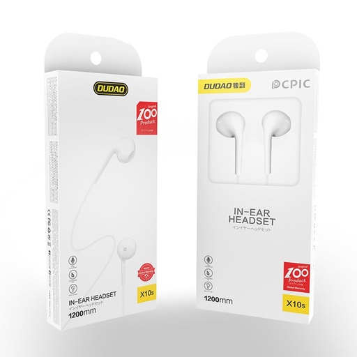 Austiņas X10S vadu austiņas mini jack 3,5 mm, baltas krāsas