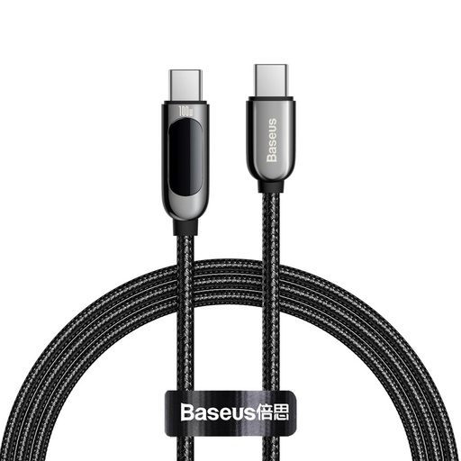 USB-C kabelis ar jaudas mērītāju Power Delivery 100W 20V 5A 1m melns