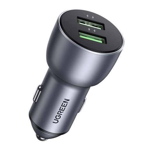 Ātrs auto lādētājs 2x USB 36W Quick Charge SCP FCP AFC pelēks
