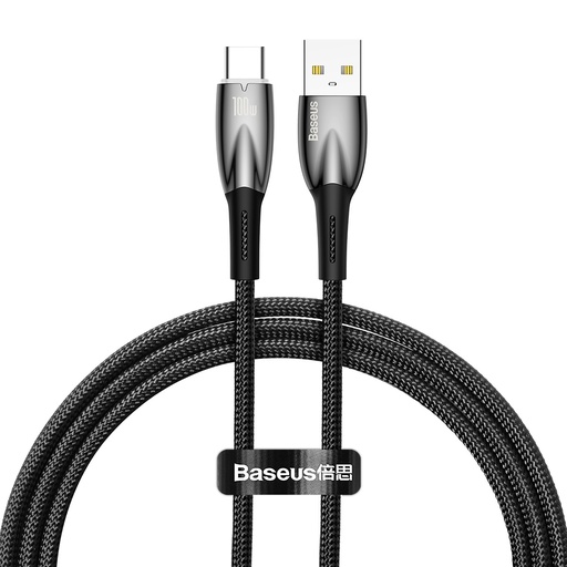 Durable flexible USB-A - USB-C 100W fast charging cable 1m black