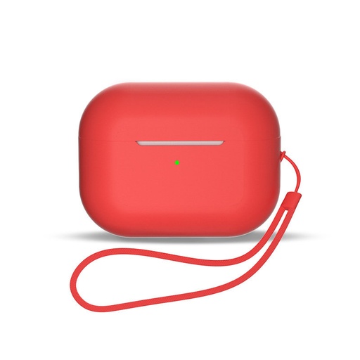 Silicone case for AirPods 1 / 2 headphones + wrist lanyard strap red