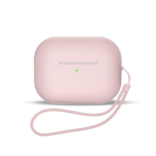 Silicone case for AirPods 1 / 2 headphones + wrist lanyard strap pink