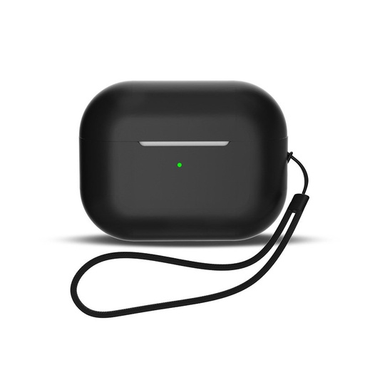 Silicone case for AirPods 1 / 2 headphones + wrist lanyard strap black