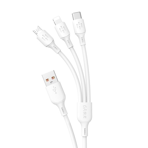 3-in-1 USB-A to USB-C micro USB iPhone Lightning cable 480Mbps 1.2m white