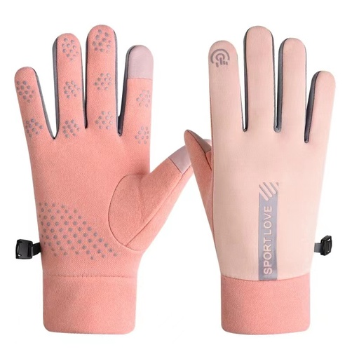 Touch gloves for phone sports windproof women's pink
