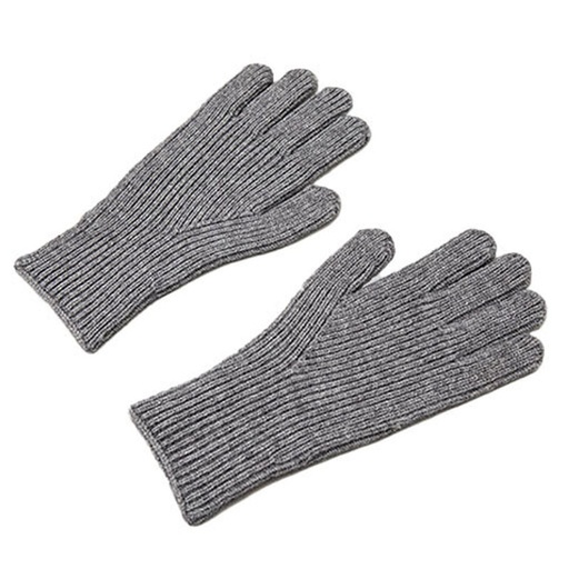 Knitted phone gloves with finger cutout unisex grey