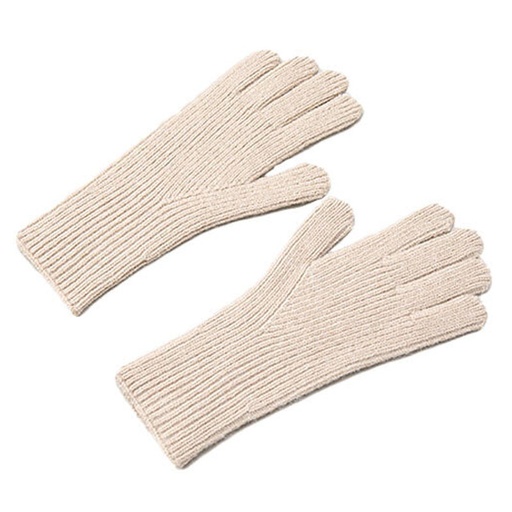 Knitted phone gloves with finger cutout unisex beige