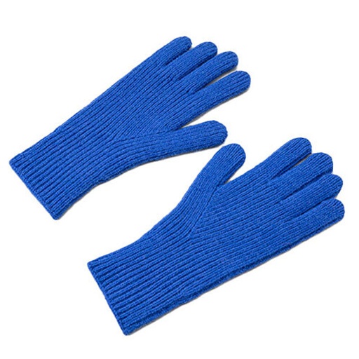 Knitted phone gloves with finger cutout unisex blue