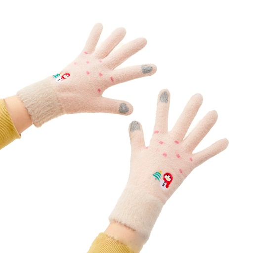 Warm winter gloves touch phone gloves women's beige