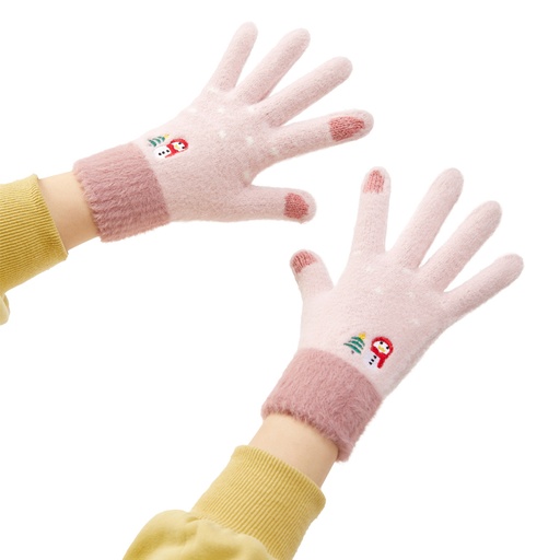 Warm winter gloves touch phone gloves women's pink
