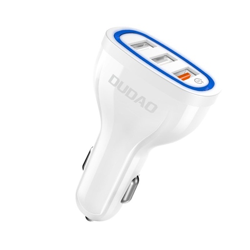Auto lādētājs 3x USB Quick Charge 3.0 QC3.0 2.4A 18W balts
