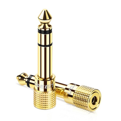 Adapteris no 3,5 mm mini jack uz 6,3 mm jack zeltīts
