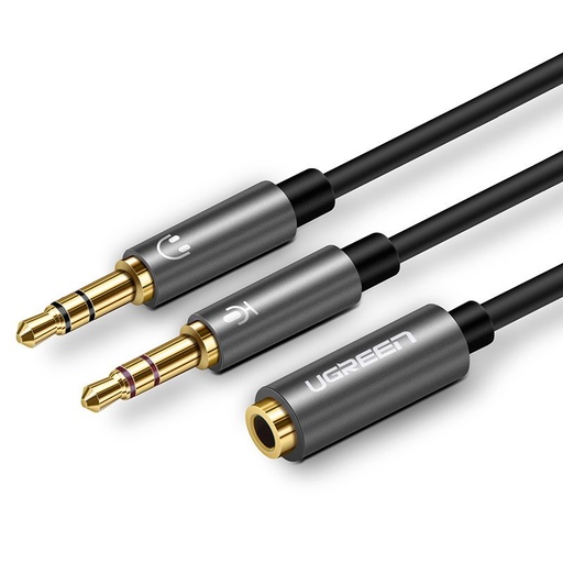 AUX 3,5 mm mini ligzdas adapteris ar mikrofonu un austiņu sadalītāju melns