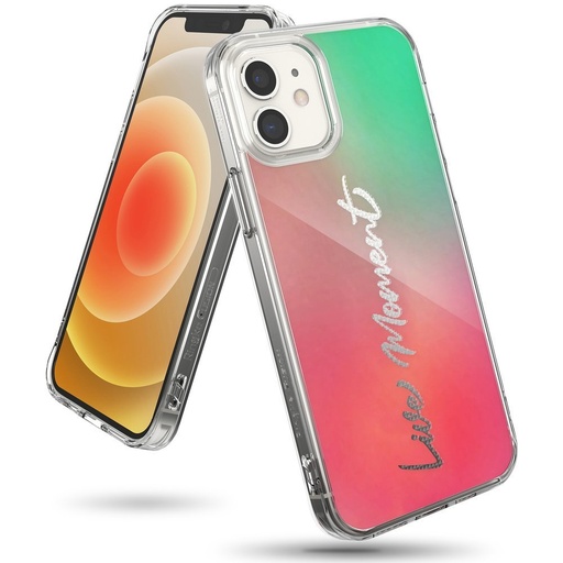 Bruņu futrālis ar želejas ietvaru iPhone 12 mini Fusion Design rozā-zaļš