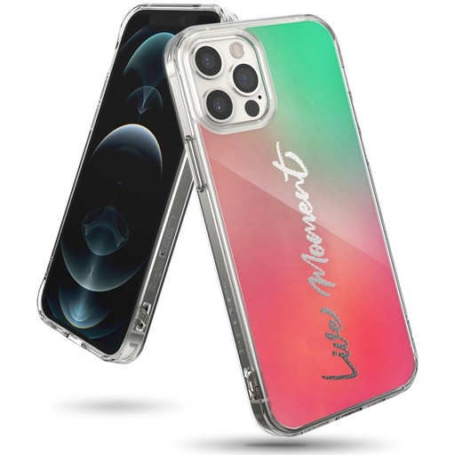 Bruņu futrālis ar želejas ietvaru iPhone 12 Pro Max Fusion Design rozā-zaļš