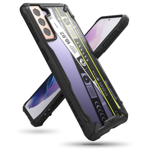 Bruņu futrālis ar rāmi Galaxy S21+ 5G Fusion X Design Biļešu lenta melna