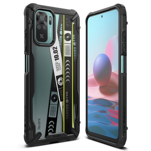 Bruņu futrālis ar rāmi Xiaomi Redmi Note 10 / 10S Fusion X Design Biļešu josla melns