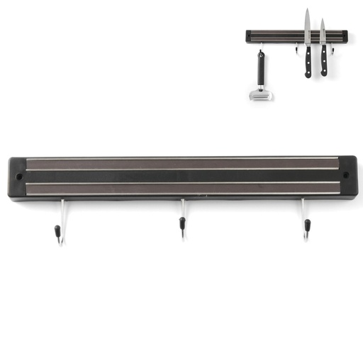 Magnetinis peilių bėgelis su kabliukais 300 mm ilgio - Hendi 820209