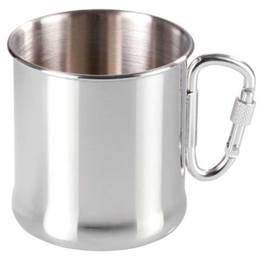 Stainless steel travel mug with carabiner 270ml