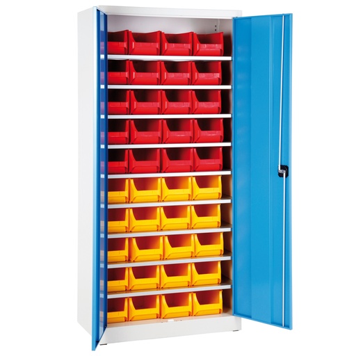 Welded workshop cabinet with bins for parts screws 95x40x195cm KIT of 50 elements.