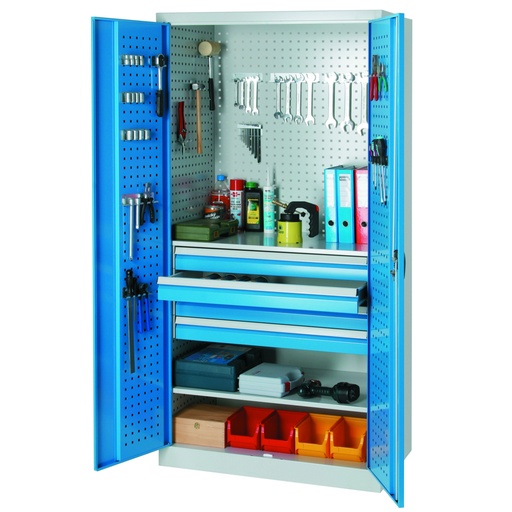 Welded workshop cabinet with tool drawers 95x60x195cm