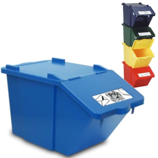 Stacked waste sorting container - blue 45L
