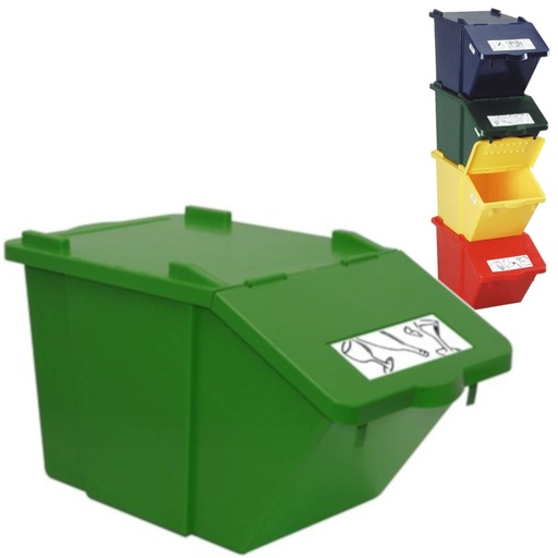 Stacked waste sorting container - green 45L