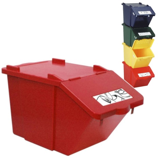 Stacked waste sorting container - red 45L